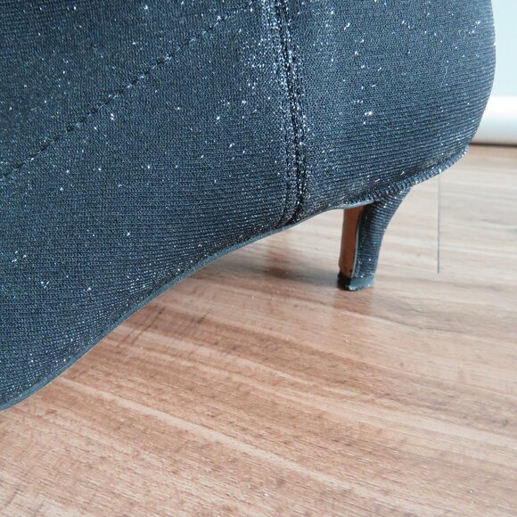 REBECCA MINKOFF Sayres Glitter Kitten Heel Sock Booties in Black - Size US 8 - Picture 4 of 13